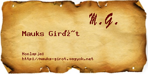 Mauks Girót névjegykártya
